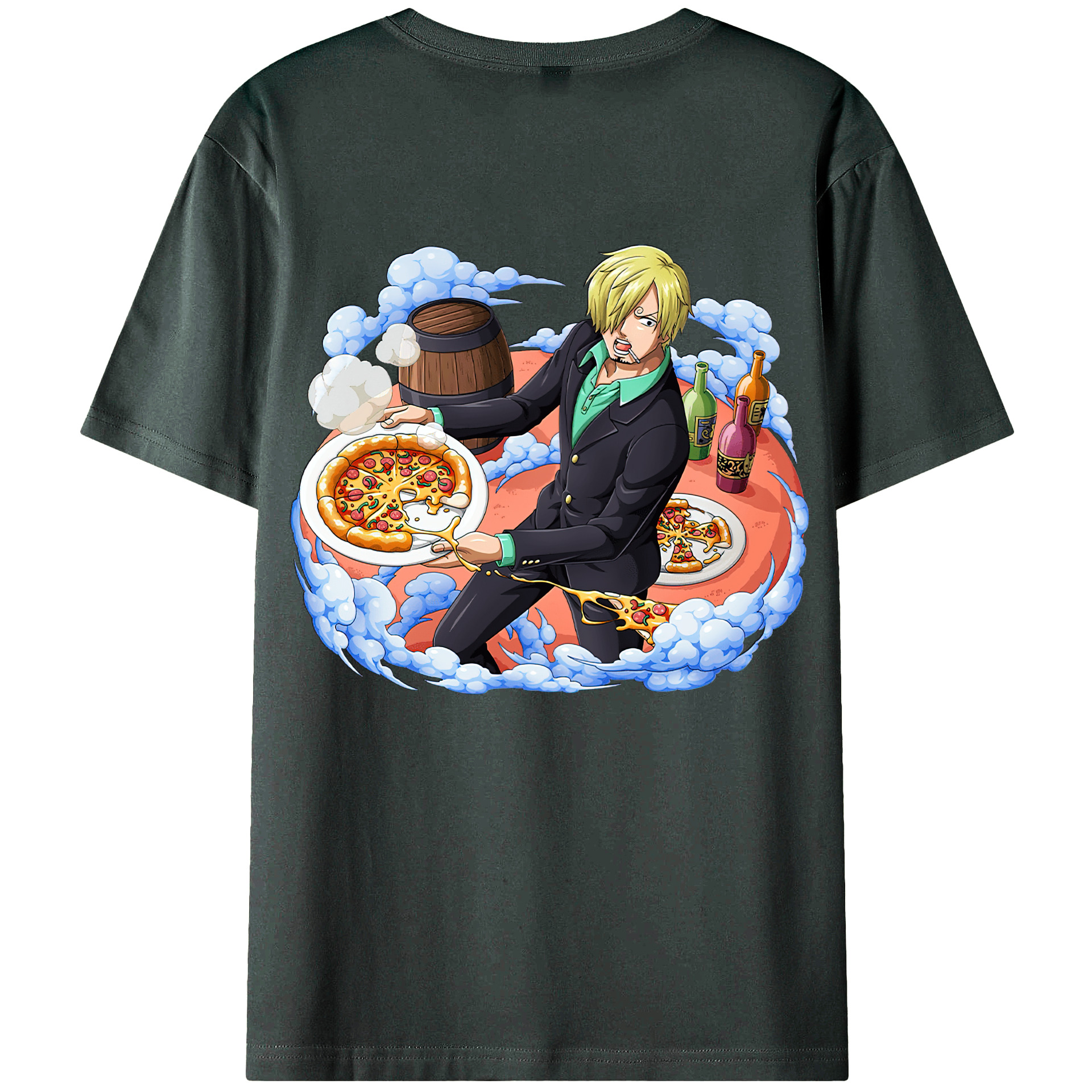 （画像用） ワンピース サンジ ONE PIECE Sanji 綿100％ メンズ半袖Tシャツ（バックプリント） 通気性